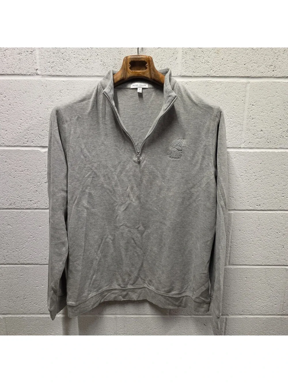 Peter Millar 1/4 Zip Kalos Golf Sweater Mens L Cotton Modal Mock Neck Grey 24x30